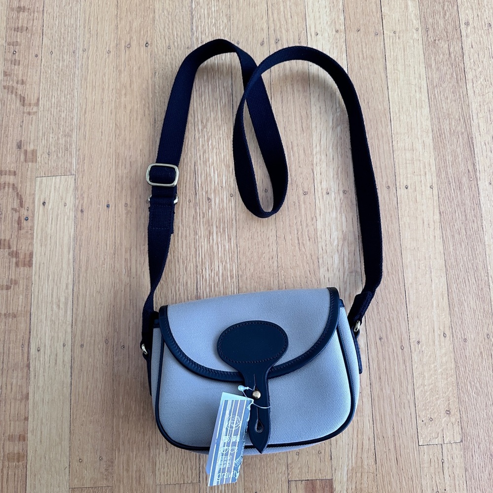 Brady Compact Canvas Beige and Black Crossbody Bag